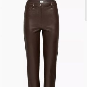 Aritzia Wilfred The Melina Pant High Waisted Vegan Leather Pants Brown Women’s 6